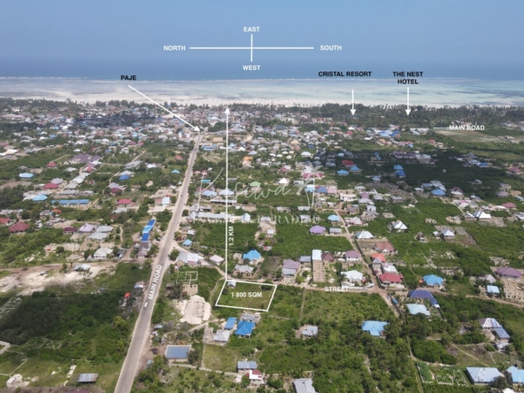 Invest land Zanzibar Paje 1 800m2